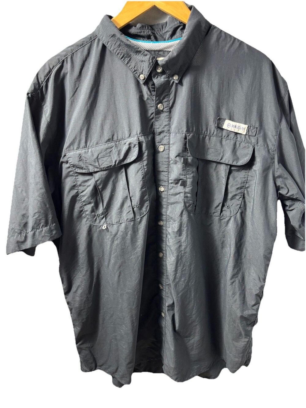Magellan Gear Fish Shirt Relaxed Fit For Size XLT Short Sleeve Black Tall